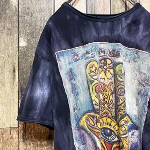《人気デザイン》 sure 黒☆Tシャツ M ハンドオブファティマ2 デカロゴ ビッグロゴ ビッグプリント タイダイ柄 ブラック h1194-1