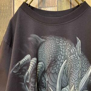 《人気デザイン》Black dragon 黒☆Tシャツ L ビッグロゴ