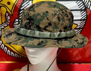 沖縄　米軍実物　USMC　ウッドランドマーパットブーニーハット LARGE カモフラ ピクセル　キャップ帽子 米軍放出品　ジャングルハット