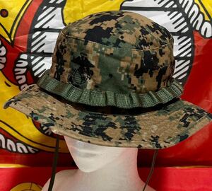 OKINAWA 米軍実物　USMC　ウッドランドマーパットブーニーハット LARGE カモフラ ピクセル　デジタル迷彩 キャップ帽子 沖縄　米軍放出品