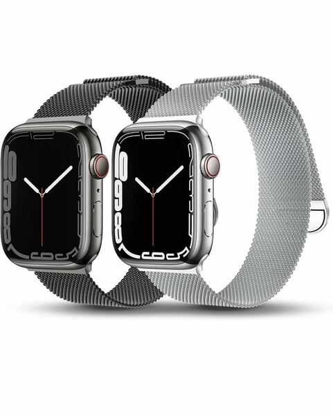 アップルウォッチ バンドミラネーゼループ 金属ステンレスバンド　Apple Watch バンド42/44/45/49mm 2本セール