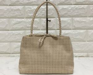 no14022 agnes b VOYAGE Agnes B boya-ju beads canvas hand tote bag 