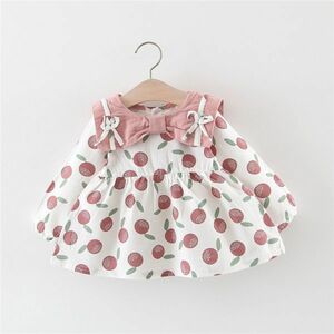 !mineka! baby Cherry pattern One-piece child clothes long sleeve One-piece fruit casual usually put on commuting to kindergarten . pair going out pink 90cm 907123/3T