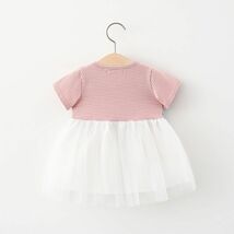 ♪ｍineka♪ベビーコットンワンピース 子供服 ハーフスリップ　キッズ　ボーダー　レース　通学　普段着 通園 遠足 外出 65cm 210795/1T_画像3