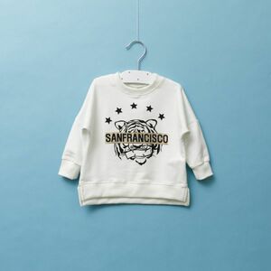 ♪ｍineka♪キッズプリントシャツ 子供服 長袖Tシャツ シャツ カジュアル パーカー 普段着 通園 遠足 外出 ホワイト 120cm 00419/6T