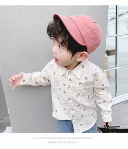 ♪ｍineka♪キッズシャツ プリントシャツ 子供服 長袖 コットン 男の子 カジュアル 普段着 通園 通学 遠足 外出 100cm 200329/4T