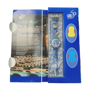 ** SWATCH Swatch ООН 50 anniversary commemoration ограниченный товар хронограф SCZ103 кварц мужские наручные часы коробка иметь Junk в целом состояние . плохой 