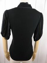 ダーマコレクション　半袖とろみカットソー　絹１００％　リボン付き　袖シースルー　黒　S_画像5