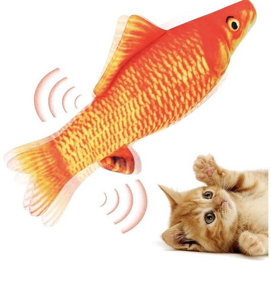 猫用ぬいぐるみ 魚おもちゃ USB充電式 またたびおもちゃ 猫電動魚(緋鯉)