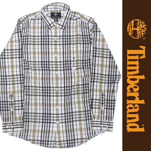 新品 Timberland L/S SHIRT ティンバーランド 長袖シャツ チェック ブラウン ネイビー ホワイト コットン アウトドア 胸ポケット S 正規品