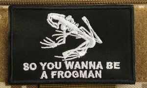 SO YOU WANNA BE A FROGMAN 黒　刺繍パッチ ベルクロ ワッペン サバゲー