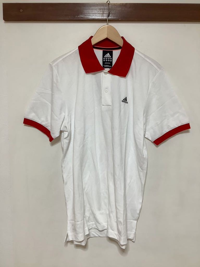と1111 タグ付き adidas アディダス 半袖ポロシャツ O ホワイト/レッド