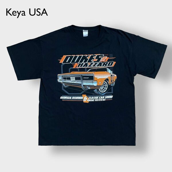 【Keya USA】クラシックカー ダッジチャージャー ロゴ プリントTシャツ 車系 バックプリント XL ビッグサイズ 古着