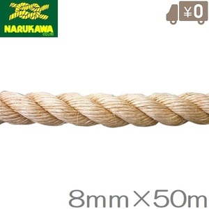 麻ロープ 8mm×50m 麻縄 マニラロープ 染めサイザルロープ 麻紐 生川