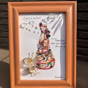 シーグラスアートハンドメイド雑貨 着物ドレス No.31