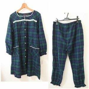  production front postpartum correspondence nursing . attaching tartan check pattern maternity pyjamas maternity LL green & blue group [KIY-1511]