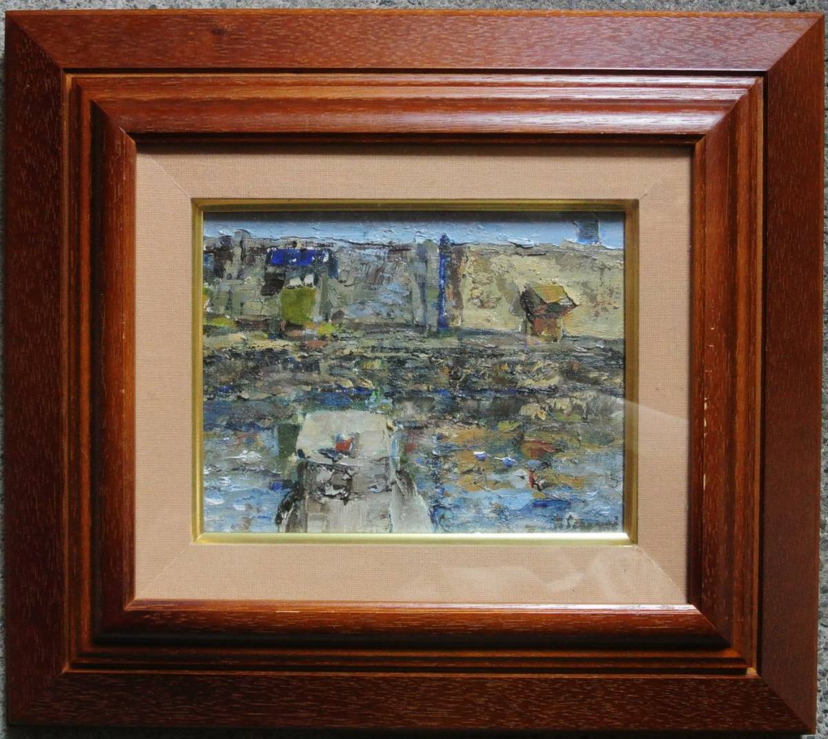 Suzuki Den F0 Oil Painting ``Otaru Canal Landscape'' Hokkaido Exhibition Member Otaru Hokkaido Painting Oil Painting Inspection] Art Art Art Interior Picture Frame Antique Scenery Antique Old Painting, painting, oil painting, Nature, Landscape painting