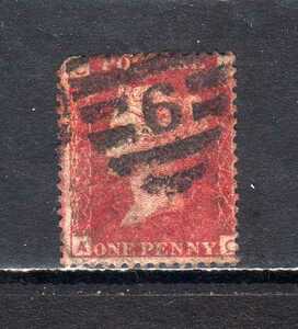 185117 イギリス 1864年 普通 ヴィクトリア女王 1d 赤 プレート127 使用済