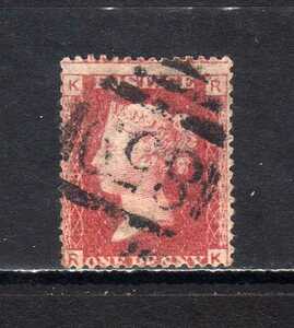 185120 イギリス 1864年 普通 ヴィクトリア女王 1d 赤 プレート182 使用済
