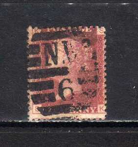 185125 イギリス 1864年 普通 ヴィクトリア女王 1d 赤 プレート201 使用済