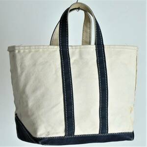 ギザタグ！ バキバキ！ 80s L.L.Bean USA製 良好 トートバッグ ミディアム ネイビー BOAT & TOTE ビンテージ アウトドア 紺