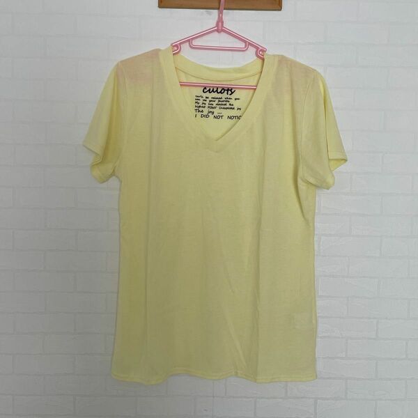 レディース　半袖 tシャツ Ｖネック　Mサイズ　黄色