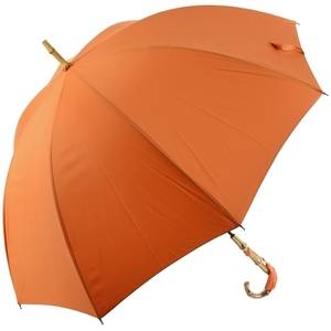 傘 レディース 長傘 ミラトーレ WAKAO バードゲージ 深張り 超撥水 雨傘 ８本骨 バンブーハンドル オレンジ