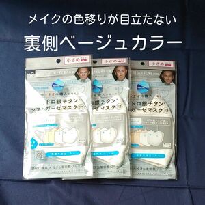 ハイドロ銀チタン ソフトガーゼマスク DRC医薬×タオル美術館 小さめサイズ 3枚 裏側ベージュカラー 立体マスク 洗えるマスク