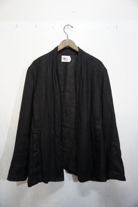 正規 22SS EASY TO WEAR イージートゥウェアー LINEN JACKETS BLACK リネン ノーカラー ジャケット ETW22SS-JK006 黒サイズ48 本物508N