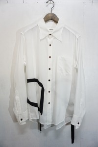 美品正規 21SS sulvam サルバム TENCEL COLLAR SHIRT テンセル カラー 長袖 切替 シャツ SN-B05-010 白黒 S 本物 1121M