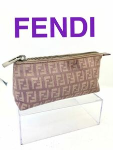 FENDI フェンディ　ズッカ　ポーチ　キャンバス　ピンク　イタリア製
