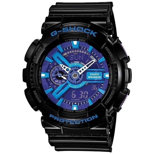 セール! 新品 カシオ正規保証 G-SHOCK GA-110HC-1AJF メタリックブラック ブルー 大きめ 針 デジタル 耐衝撃 20気圧防水 耐磁 メンズ腕時計