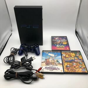 【ジャンク】PS2 SCPH-30000本体　ソフト付き　コントローラ　デュアルショック2 ［j］