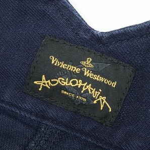 ◆Vivienne Westwood Anglomania ヴィヴィアンウエストウッド アングロマニア オーブ刺繍 コットン タック サルエル パンツ ネイビー 25の画像7