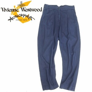*Vivienne Westwood Anglomania Vivienne Westwood Anne Glo mania o-b embroidery cotton tuck sarouel pants navy 25