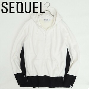 ◆SEQUEL シークエル 20AW バイカラー ジップ パーカー ホワイト×ブラック XL