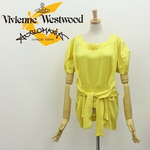 ◆ Vivienne Westwood Anglomania Vivien Westwood Anglomania шелк 100 % ленточный дизайн топов в рукаве желтые 42