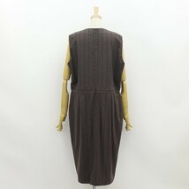 美品◆AGNONA アニオナ バーグドルフグッドマン ストライプ柄 ノースリーブ ワンピース ブラウン×チャコール_画像2