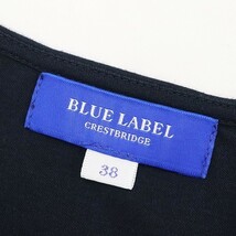 ◆BLUE LABEL CRESTBRIDGE ブルーレーベル クレストブリッジ パフスリーブ ベルテッド ドッキング ワンピース ダークネイビー×ホワイト 38_画像5