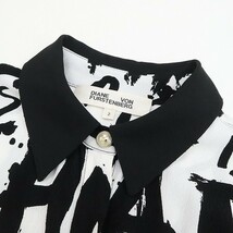 美品◆DIANE von FURSTENBERG ダイアンフォン ファステンバーグ 英字 総柄 クリレック シャツ ブラウス ホワイト×ブラック 2_画像3