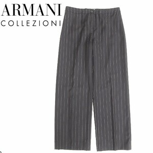 国内正規品◆ARMANI COLLEZIONI アルマーニコレツォーニ ストライプ柄 スラックス パンツ ダークブラウン 40