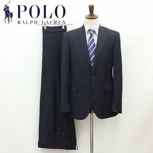 国内正規品◆POLO RALPH LAUREN ポロ ラルフローレン ストライプ柄 2釦 スーツ 紺 ネイビー 38 S