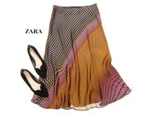 ザラ ZARA 大人素敵スタイル☆幾何学模様 総柄 微光沢 スカート S_画像1