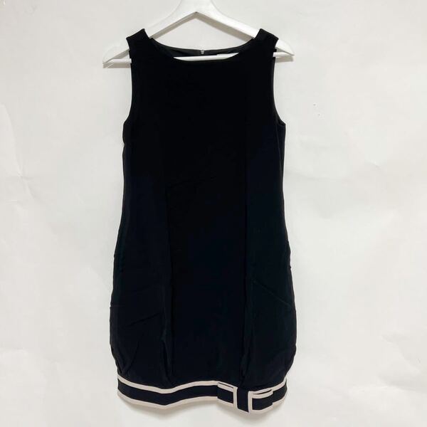 FOXEY NEWYORK フォクシー ニューヨーク ドレス ホイップ リボン ノースリーブ ワンピース ジャンパースカート ブラック 38 古着