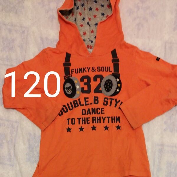 サイズ120 MIKIHOUSE 長袖Tシャツ パーカー付 ダブルB