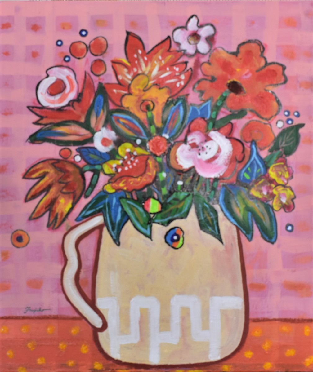 [마사미츠 갤러리] 시라이 후지코 10F 꽃과 기쁨의 날 액자가 있는 서양화 [50, 000개 품목 세일 중! 마음에 드는 작품을 찾아보실 수 있습니다], 그림, 오일 페인팅, 정물화