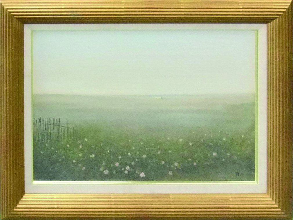 掘り出しオススメ!油彩画* 森本仁平 12M ｢花咲く砂丘｣, 絵画, 油彩, 自然, 風景画