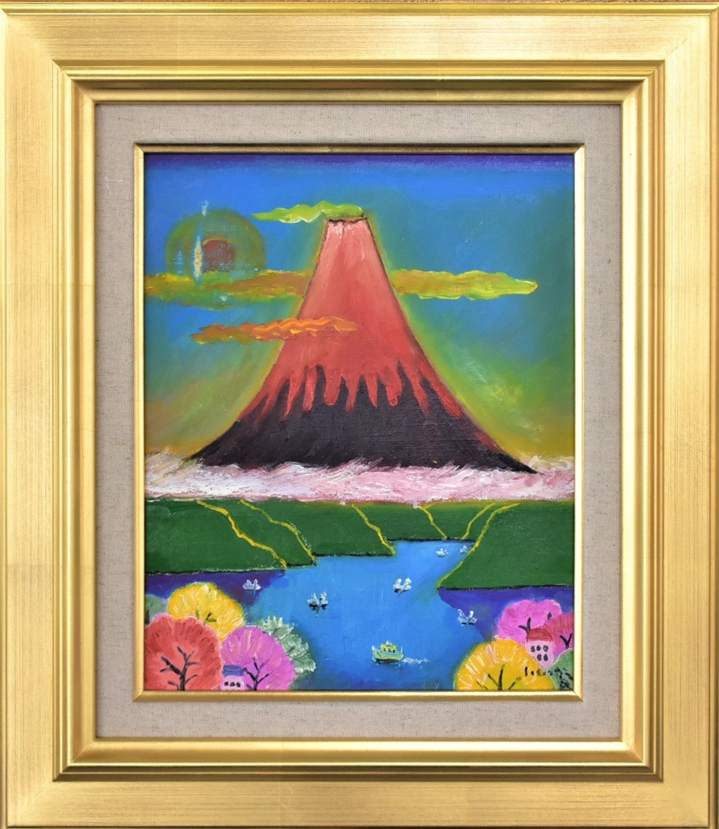 [Galería Masamitsu / 5000 artículos en exhibición] ¡Nuevas obras de pintores occidentales populares contemporáneos! Rokuro Iizuka No. 3 Fuji Rojo, cuadro, pintura al óleo, Naturaleza, Pintura de paisaje