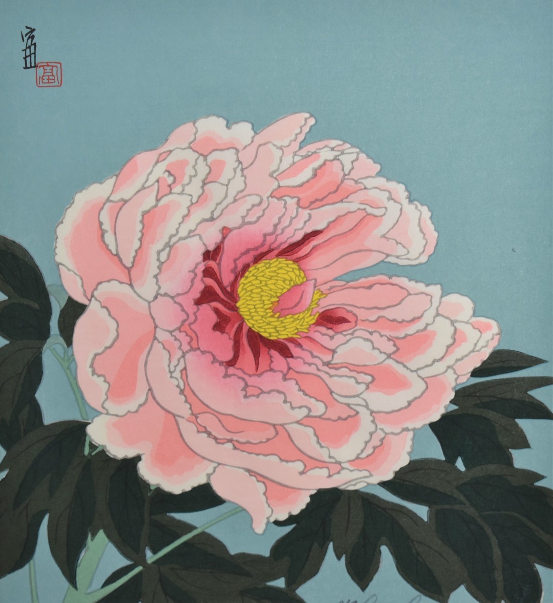 京都市文化成就奖获奖艺术家！德力富吉郎版画《四花：牡丹》 183/300 Masamitsu Gallery, 绘画, 油画, 自然, 山水画