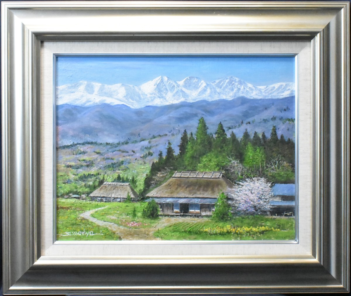 ¡Gran hallazgo! Pintura al óleo de Shigeru Moriya, Primavera en las montañas (Nagano) 6F [Galería Masami], Cuadro, Pintura al óleo, Naturaleza, Pintura de paisaje